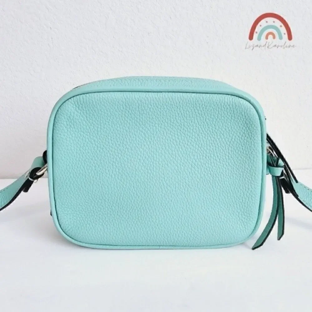 New! Kate Spade Pyper Mulberry Street Leather Aqua Bloom Camera Crossbody Bag